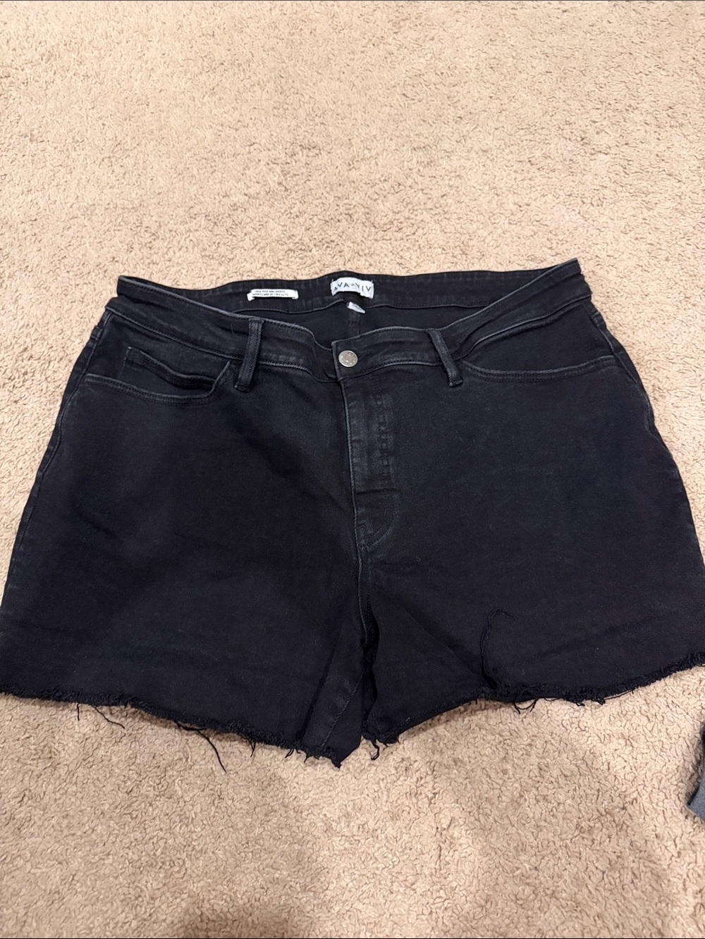Black Denim Cutoff Shorts - Women's